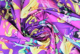 Swirled swatch Disney Princesses fabric (dark purple and pink marbled fabric with Disney princesses tossed allover)