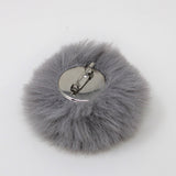Faux Rabbit (Short Hair) Pom Pom with pin in grey (back)