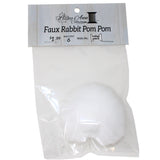 Faux Rabbit (Short Hair) Pom Pom with pin in packaging (white)