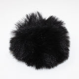 Faux Rabbit (Short Hair) Pom Pom with pin in black (front)