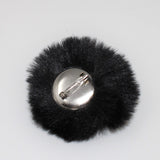 Faux Rabbit (Short Hair) Pom Pom with pin in black (back)