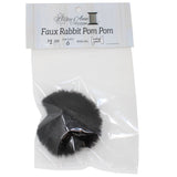 Faux Rabbit (Short Hair) Pom Pom with pin in packaging (black)