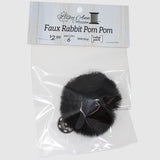 Faux Rabbit (Short Hair) Pom Poms in packaging (black)
