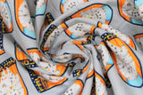 Swirled swatch Star Wars millenium falcon badge printed flannel (aircraft bagde with orange background on grey)