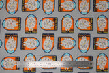 Flat swatch Star Wars millenium falcon badge printed flannel (aircraft bagde with orange background on grey)