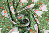 Swirled swatch Xmas R2-D2 fabric (square badges of green with holly decor and r2 d2 character with scarf)