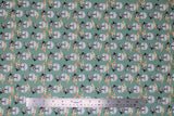 Flat swatch licensed Star Wars (The Child) printed fabric in Mando Hello Friend (trooper and baby yoda on green)
