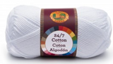 A single ball of Lion Brand 24/7 Cotton in White