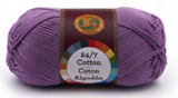 A single ball of Lion Brand 24/7 Cotton in Purple