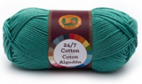 A single ball of Lion Brand 24/7 Cotton in Jade