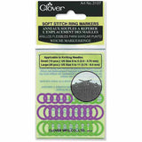 Set of purple and green stitch ring markers in packaging (circular, 30 count)