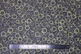 Flat swatch Stone Bikes fabric (washed look grey fabric with tossed neutral bike shapes allover)