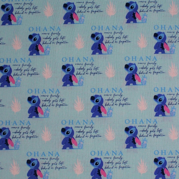 Square swatch Ohana fabric (light blue fabric with repeated 