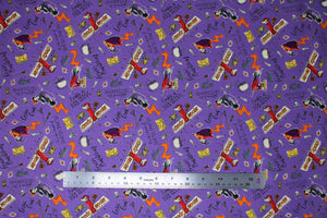 Group swatch assorted Hocus Pocus themed fabrics in various styles/colours