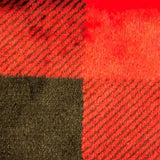 Swatch of red and black buffalo plaid fleece flannel
