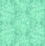 Square swatch marbled look faint leafy print fabric in aqua
