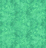 Square swatch marbled look faint leafy print fabric in seafoam (medium green blue)