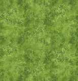 Square swatch marbled look faint leafy print fabric in rainforest (medium green)