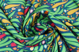 Swirled swatch Peppers fabric (dark blue/navy fabric with tossed garden/hot peppers allover in various sizes and shapes: green, yellow, red, orange)