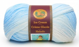 Ball of Lion Brand Ice Cream in colourway Blueberry (light blue fading to white)