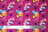 Flat swatch My Little Pony licensed print fabric (pink/purple)