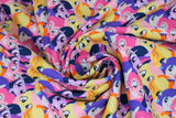 Swirled swatch pony stack fabric (diagonal stripe lines of ponies allover assorted by colour)