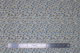 Flat swatch tile toss fabric (blue fabric with natural coloured Scrabble tiles tossed allover)
