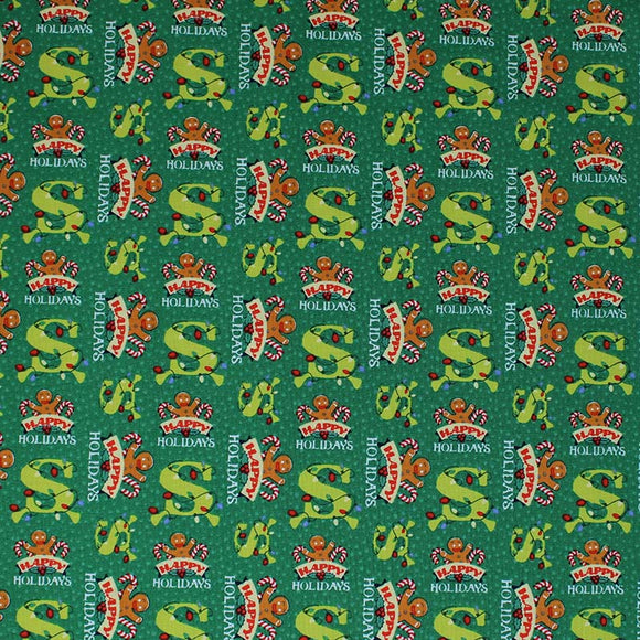 Square swatch dear santa fabric (green fabric with Shrek style 