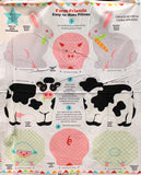 Full panel swatch - Farm Friends Panel (45" x 35") (instructional panel to create 4 pillows: bunny, pig, cow, and sheep)