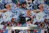 Flat swatch Kittens & Flowers fabric (busy collaged full colour kittens fabric in various breeds with spring florals)