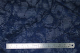 Flat swatch navy Marble Drapery Lace (tight mesh with busy floral/stem like design allover)