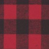 Swatch of red and black small check buffalo plaid flannel