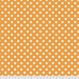 Swatch of pom pom (dots) printed fabric in begonia (orange)