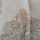 Square swatch bare forest trees and silhouettes printed upholstery fabric (white fabric with beige and tan trees)