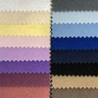 Two columns of swatches of polar fleece, including purples, yellows, and blues