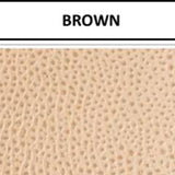 Swatch of pebbled vinyl in Camel with colour label (labelled Brown)