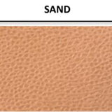 Swatch of pebbled vinyl in Sand with colour label