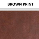 Smooth leather-look vinyl with label in colour Brown Print