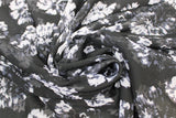 Swirled swatch Black/Grey/White fabric (black fabric with layered white and grey floral heads)