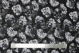 Flat swatch Black/Grey/White fabric (black fabric with layered white and grey floral heads)