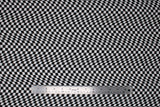 Flat swatch sporty checkered flag fabric (black and white checkered pattern allover with wave to pattern)