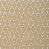 Upholstery swatch featuring a light silver ogee line pattern with a dark grey offset shadow over a gold background