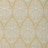 Upholstery swatch featuring white damask over a gold background