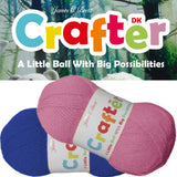Crafter DK yarn balls in blue and pink