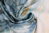 Swirled swatch dawn ombre fabric - long rectangular fabric with textured ombre in brown, cream, white, blue