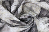 Swirled swatch elephants fabric - off white/grey marbled fabric with elephant skin like texture and large grey elephants