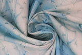 Swirled swatch birds blue fabric (white/light blue marbled look fabric with subtle blue bird silhouettes allover)