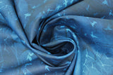 Swirled swatch birds indigo fabric (dark blues marbled look fabric with subtle light blue bird silhouettes allover)