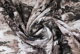 Swirled swatch brown trees fabric (white and brown distressed look fabric displaying collaged tree shapes allover)
