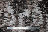 Flat swatch brown trees fabric (white and brown distressed look fabric displaying collaged tree shapes allover)